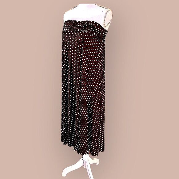 Brown and Cream Polka Dot Dress or Maxi skirt size Medium Petite - Picture 2 of 9